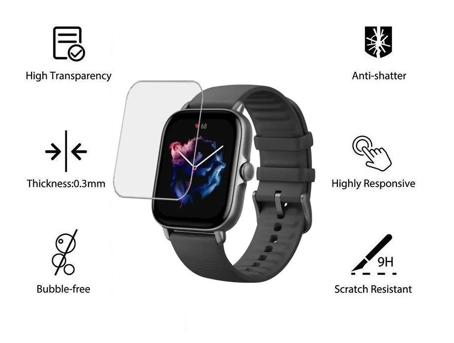 amazfit bip 3 watch screen protector prism guard (pcs of 2) amazfit bip 3 watch screen protector prism guard (pcs of 2)