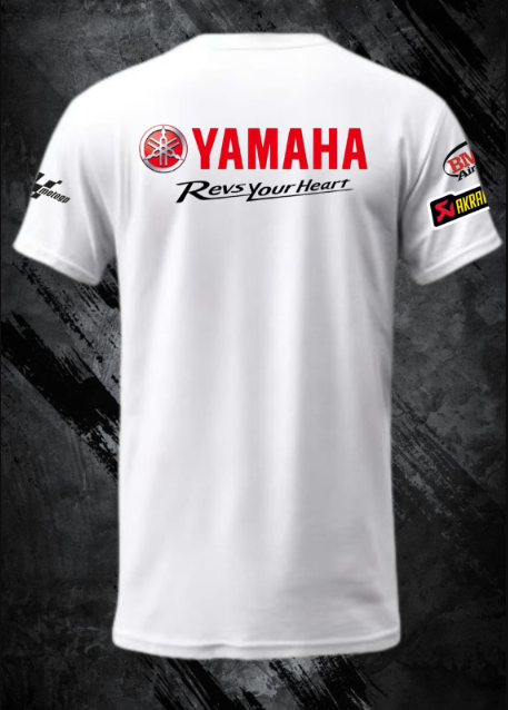 yamaha cotten blend short sleeve round neck white t shirt prism guard yamaha cotten blend short sleeve round neck white t shirt prism guard